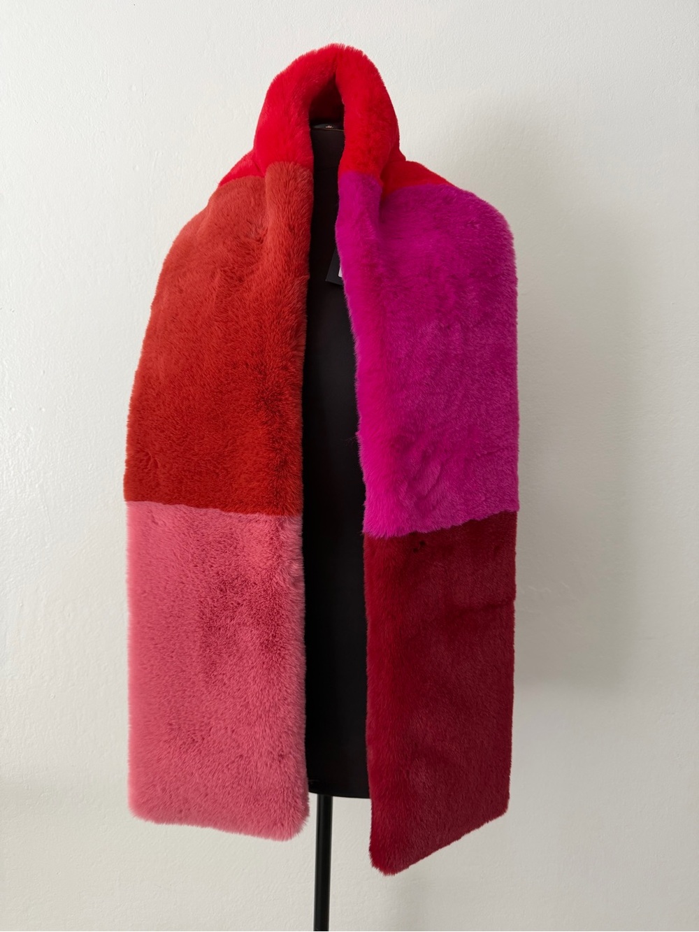 JOCELYN Colorblock Faux-Fur Scarf Red/Mul